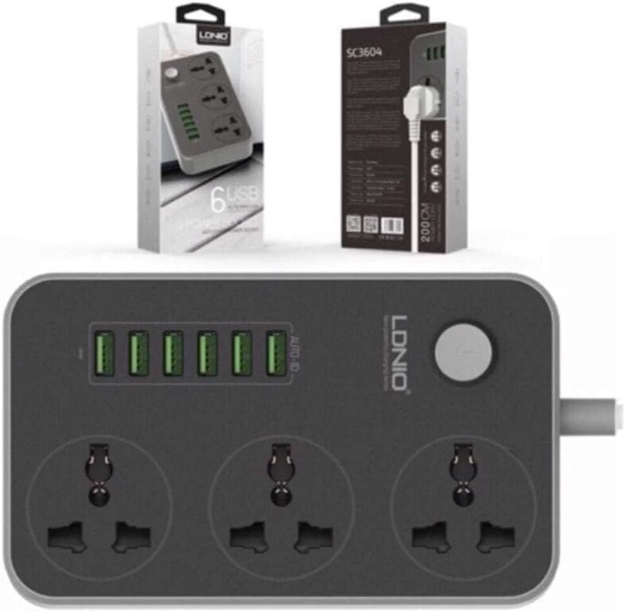 وصلة كهرباء LDNIO SC3604 متعددة المنافذ مع 6 منافذ USB وشحن ذكي - View 1