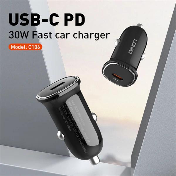 شاحن سيارة LDNIO C106 شحن سريع 30 واط USB-C PD - View 1