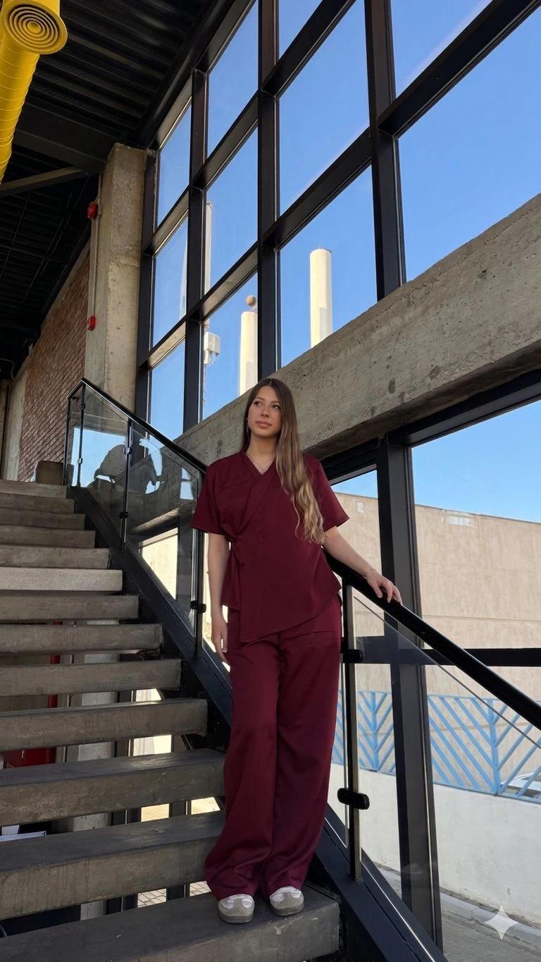 BURGUNDY OVERSIZED SCRUB - View 1