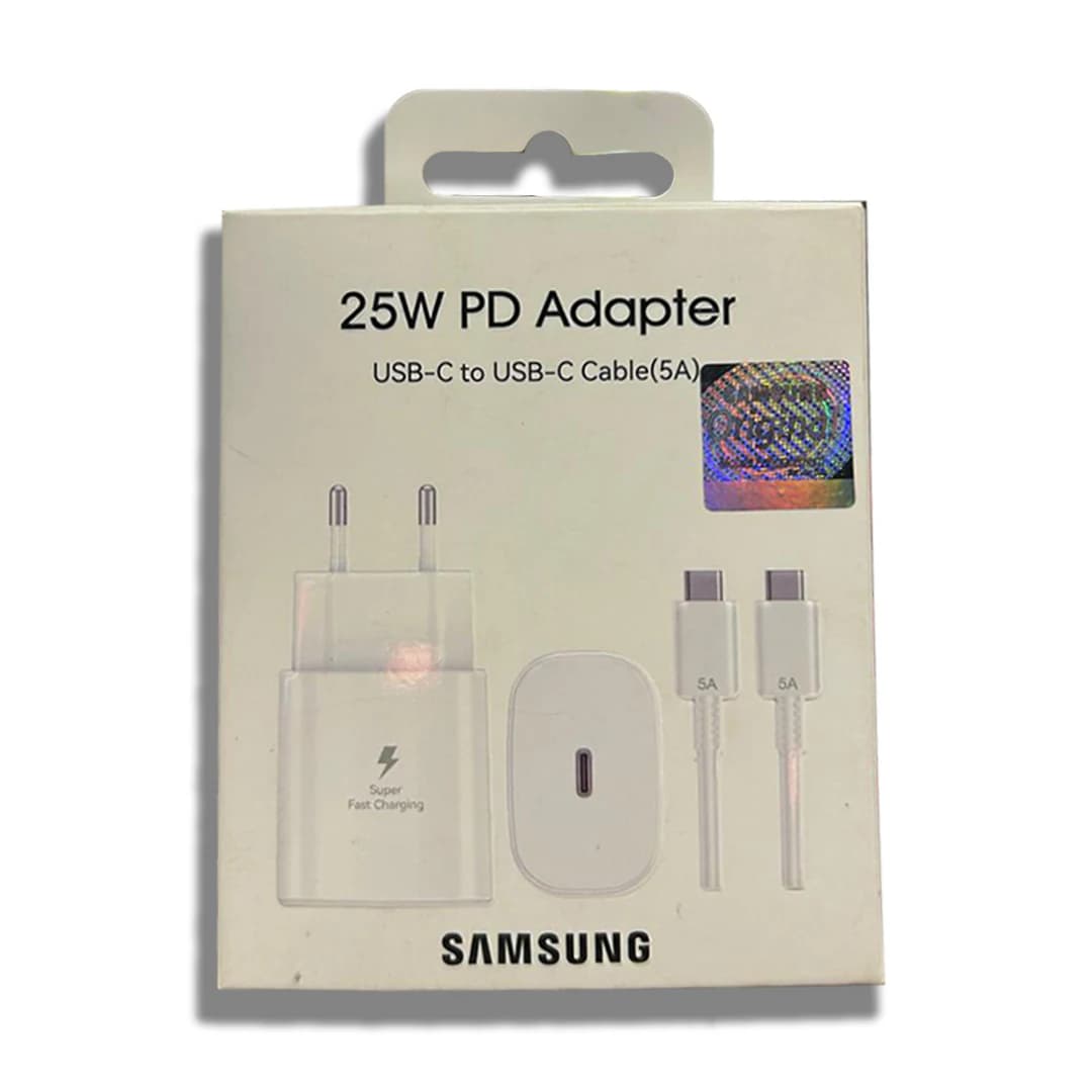 شاحن Samsung 25W PD مع كابل USB-C to USB-C 5A - View 1