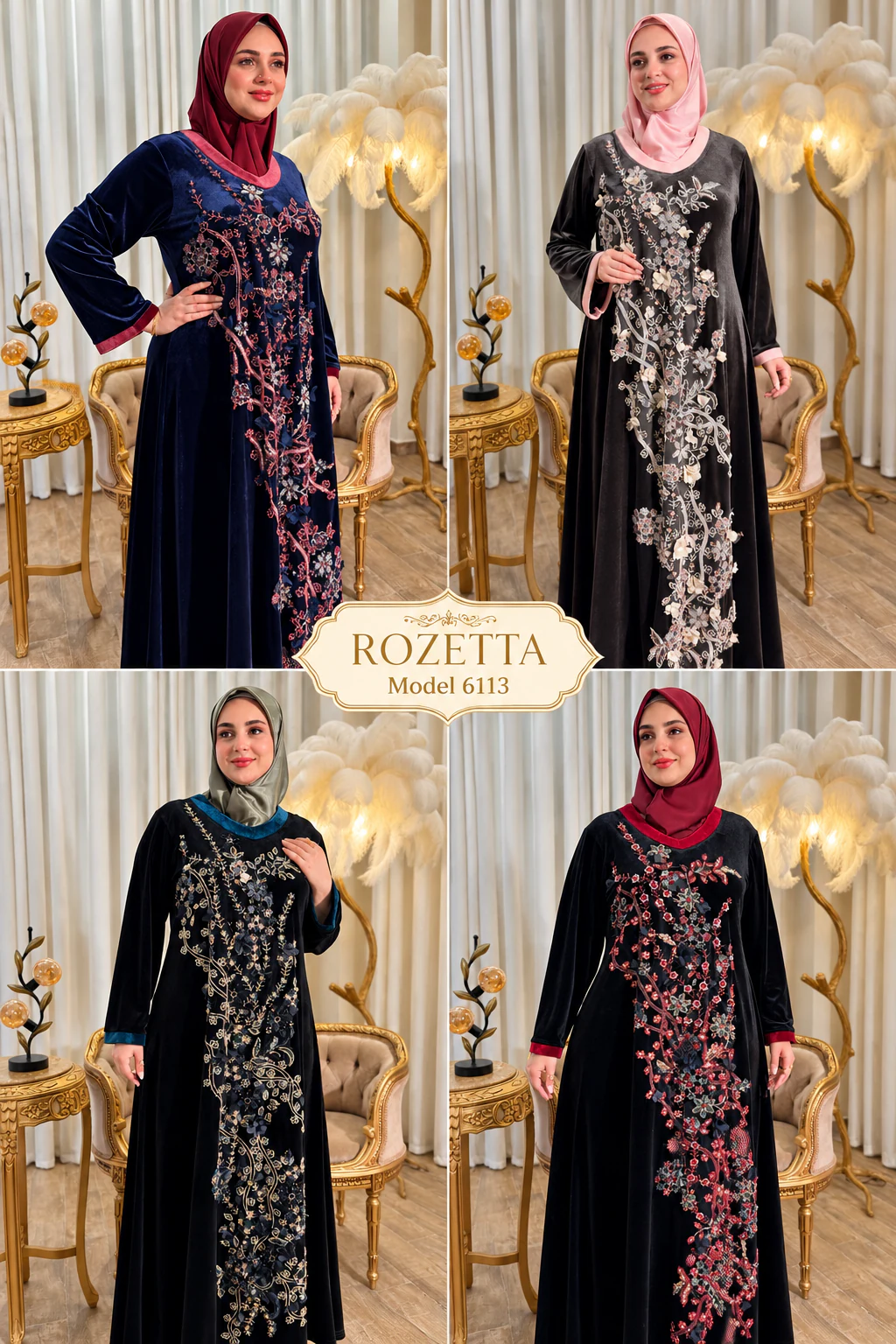 Velvet Embroidered Caftan – Model 6113